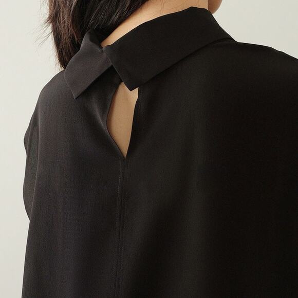 NWT REVOLVE & MINIMALIST lovers COMMENSE black blouse cap sleeves M - Picture 2 of 9